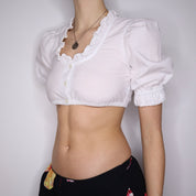 Y2K White Milkmaid Crop Top (XS)