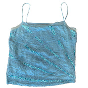 Aqua Silk Beaded Top (M)