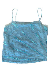 Aqua Silk Beaded Top (M)