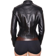 Y2K Black Leather Moto Jacket (M)