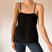 90s Noir Silk Tiered Cami (M)