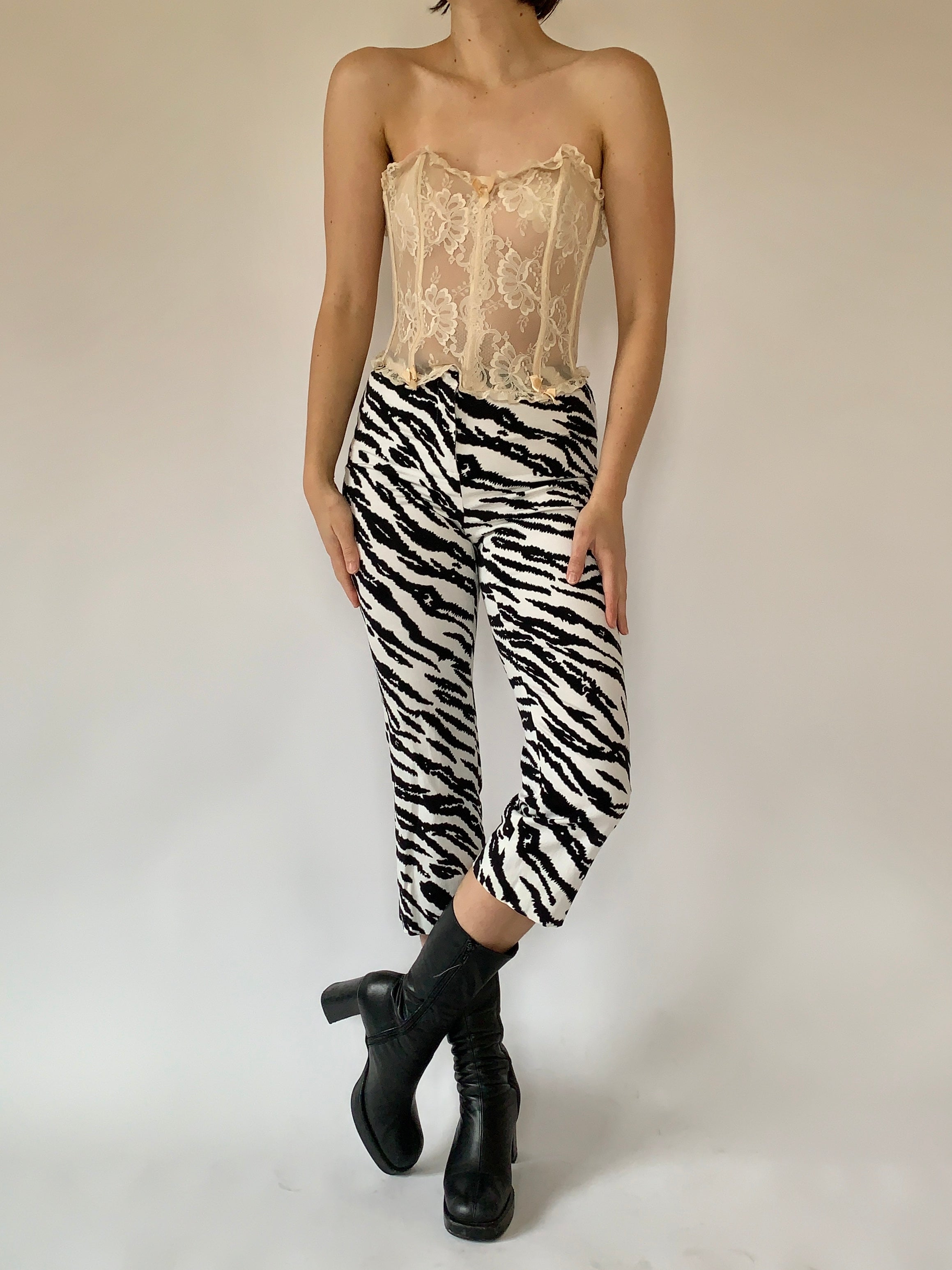 Y2K Zebra Capris - XS/S