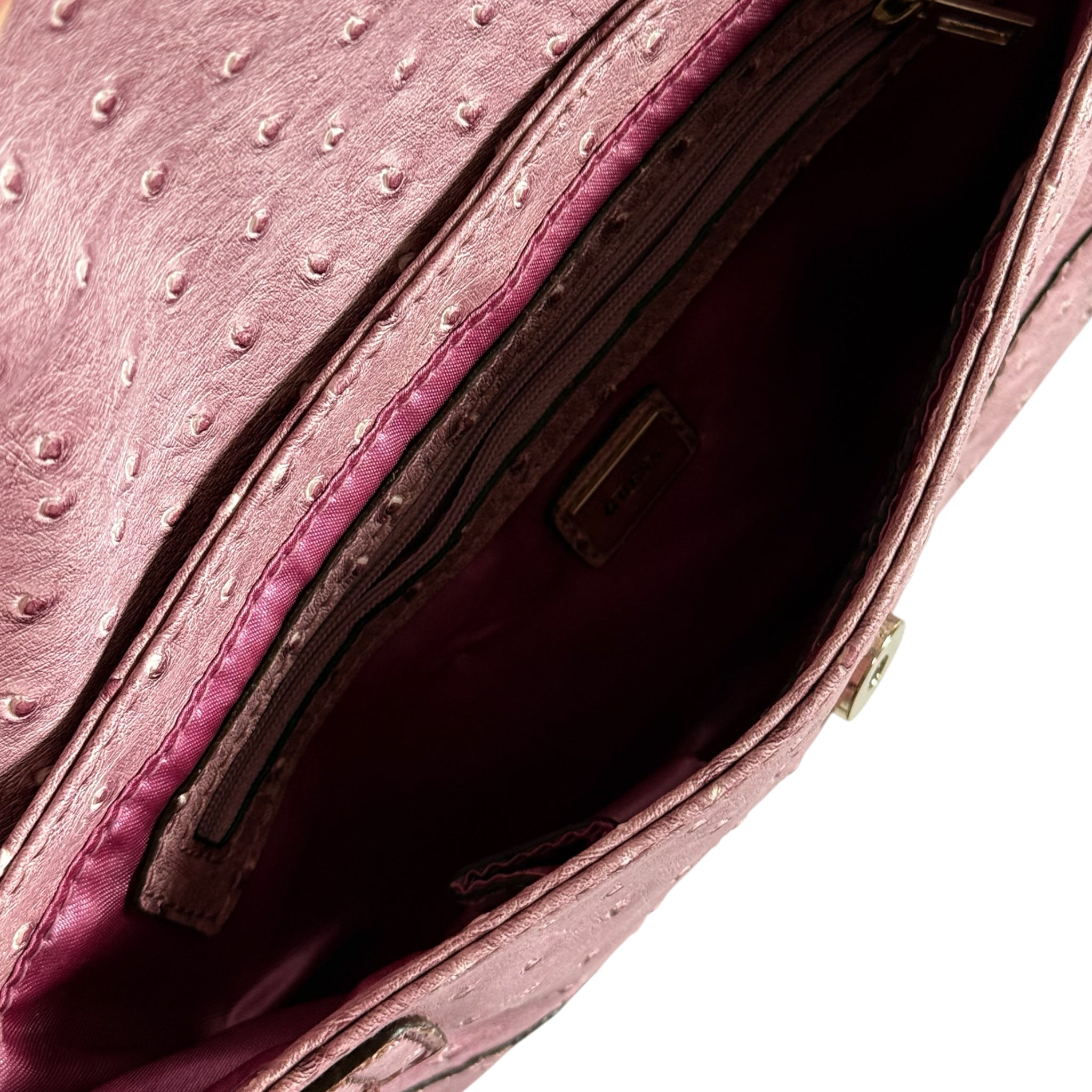 Y2K-era Guess Ostrich-Embossed Baguette Shoulder Bag
