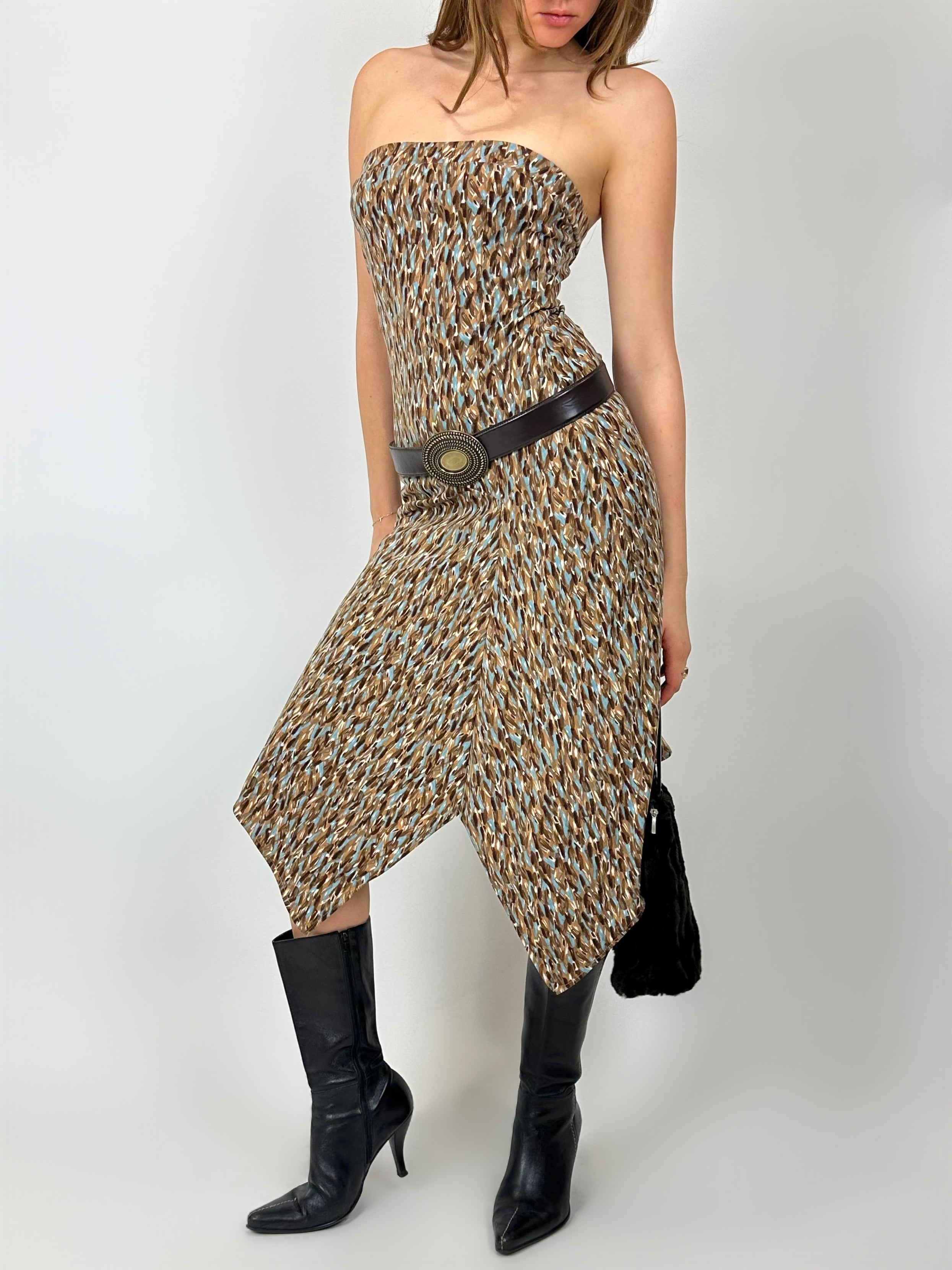 90’s Drop Waist Printed Midi Dress (S/M)