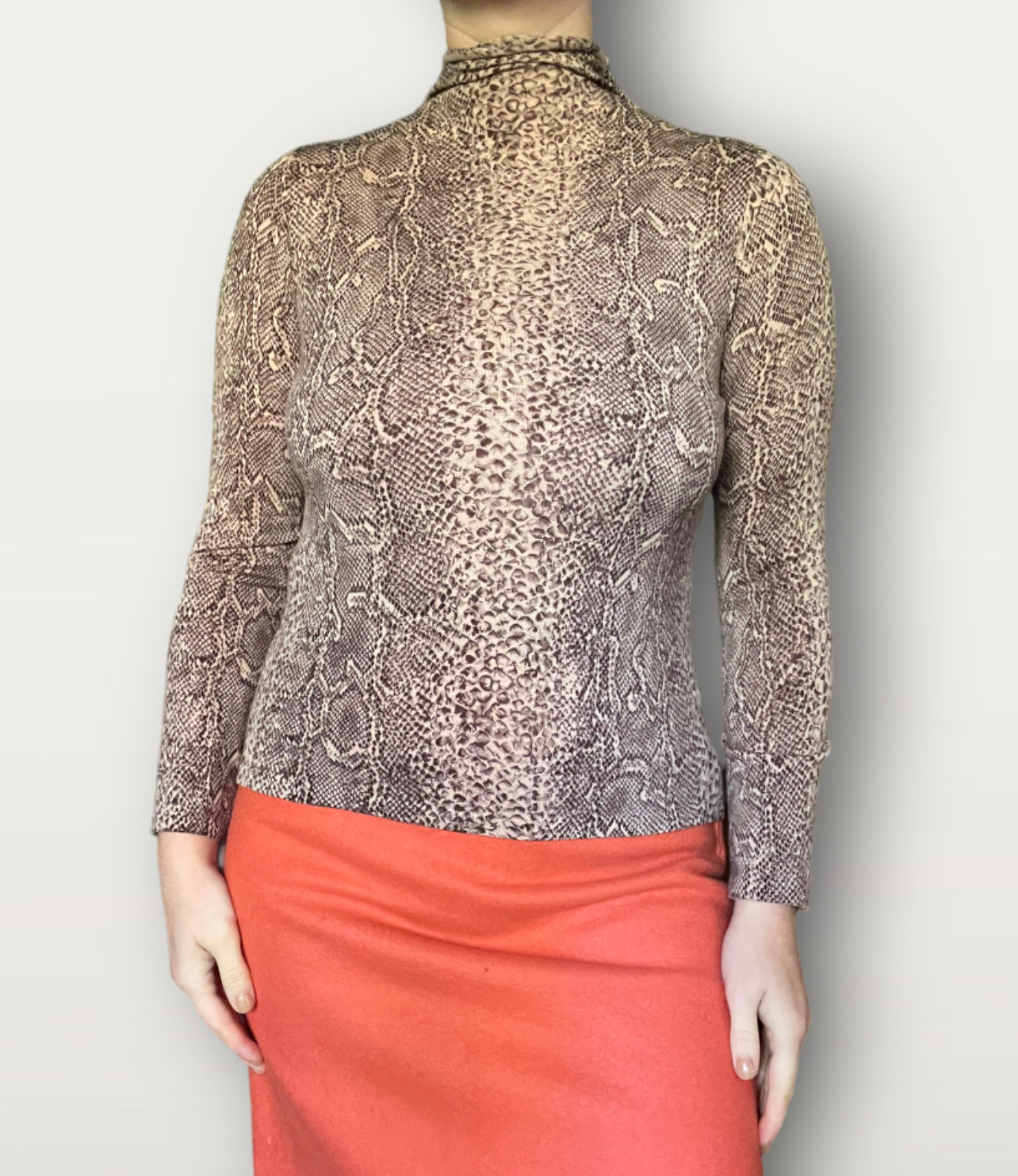 Y2k Soft Cotton Snake Print Long Sleeve Top (S/M)