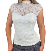Embellished Lace High Neck Top (S)