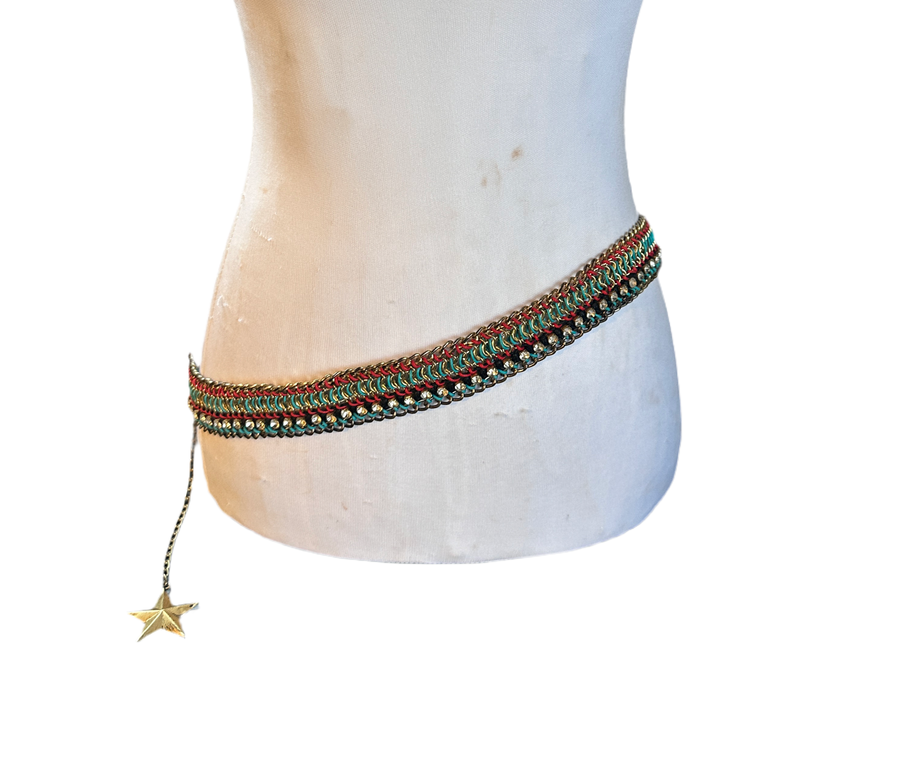 turquoise red sparkle belt