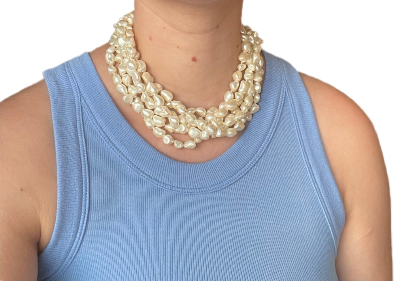 Real Baroque Pearl Choker with 6 Strands