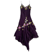 Vintage Asymmetrical Silk Floral Dress (S/M)
