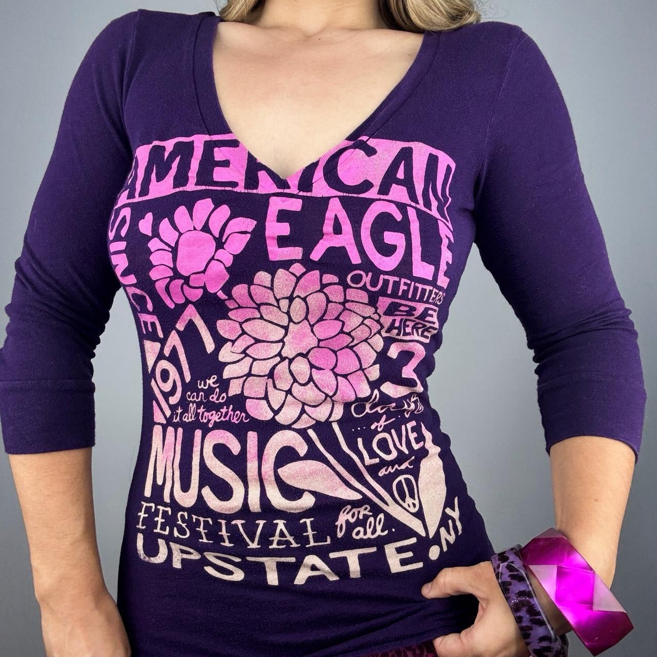 2000s American Eagle 3/4 Sleeve Tee (S)