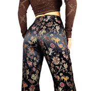 90s Asian-Inspired Satin Jacquard Trousers (M)