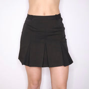 90s Italian Pleated Black Mini Skirt (S)