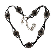 Leather & Onyx Medallion Chain Belt (M/L)