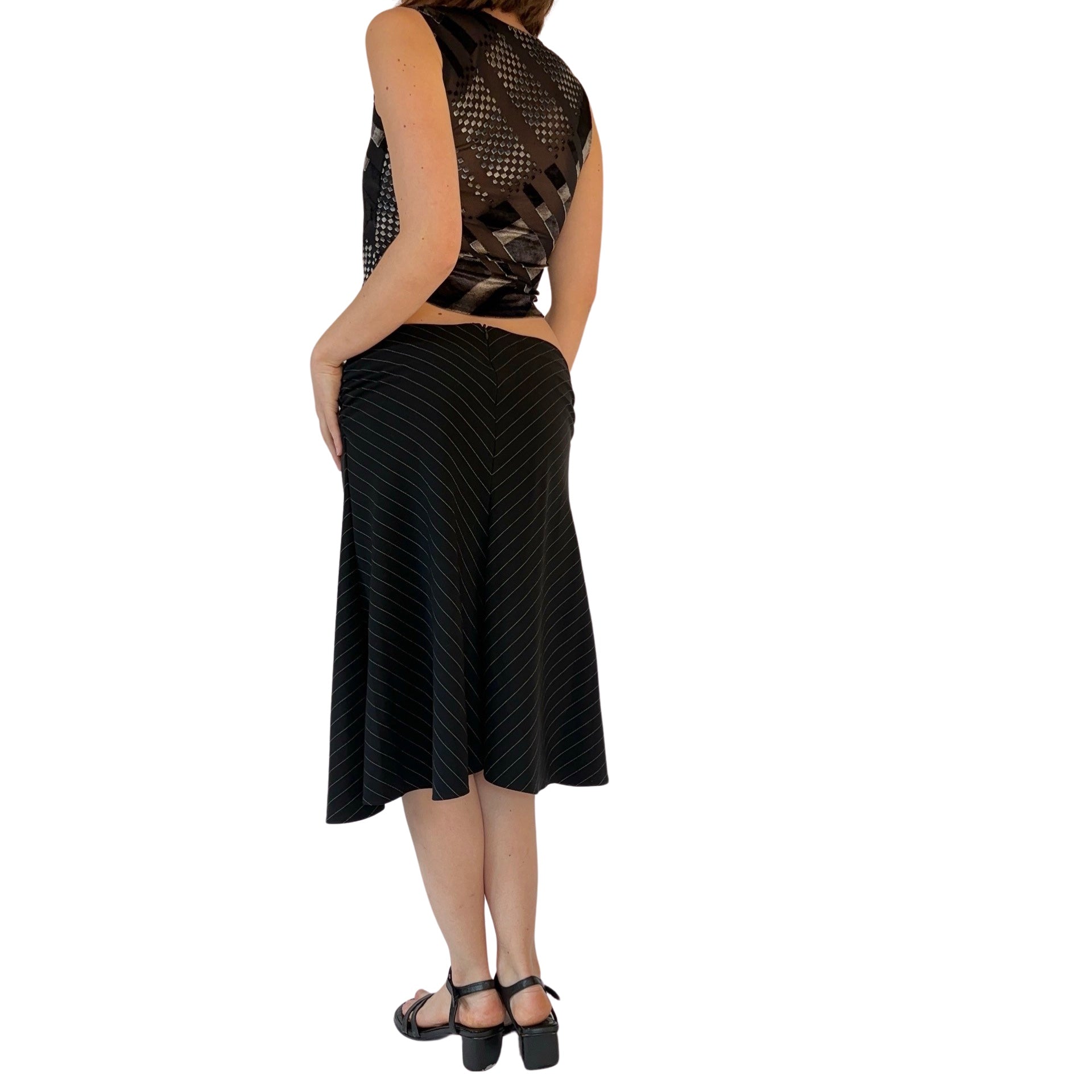 90s Pinstripe Midi Skirt (S)