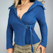 Buckle Detail Wrap Sweater (S/M)