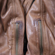 Y2K Sexy Brown Leather Moto Jacket (S)