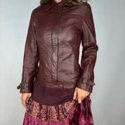 rosewood brown fitted leather jacket (m)