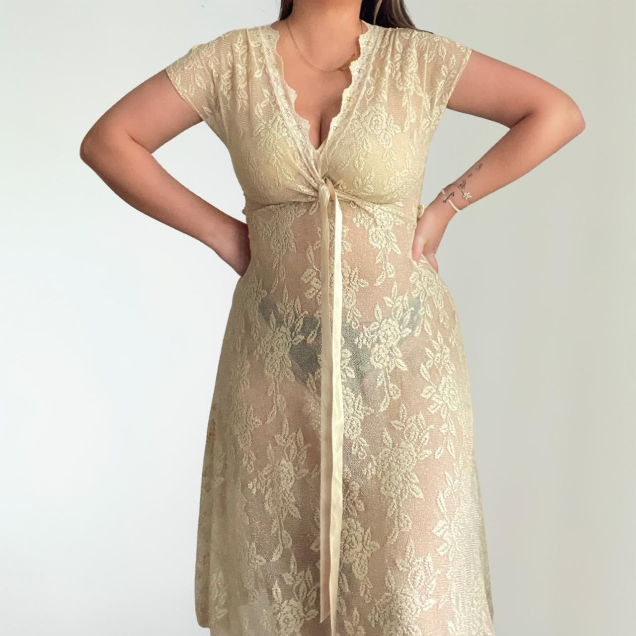 Vintage Shimmer Lace Dress (M)
