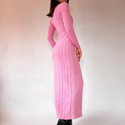 70s Baby Pink Knit Dress (XS)