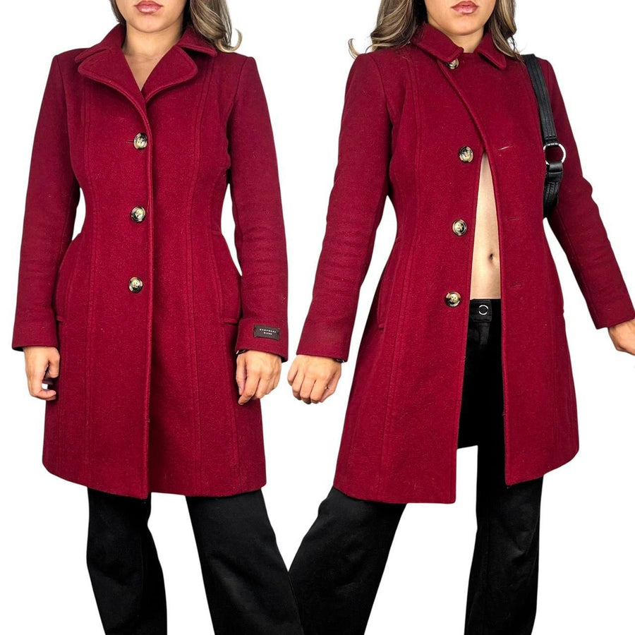 2000s Burgundy Wool & Cashmere Trench (S)