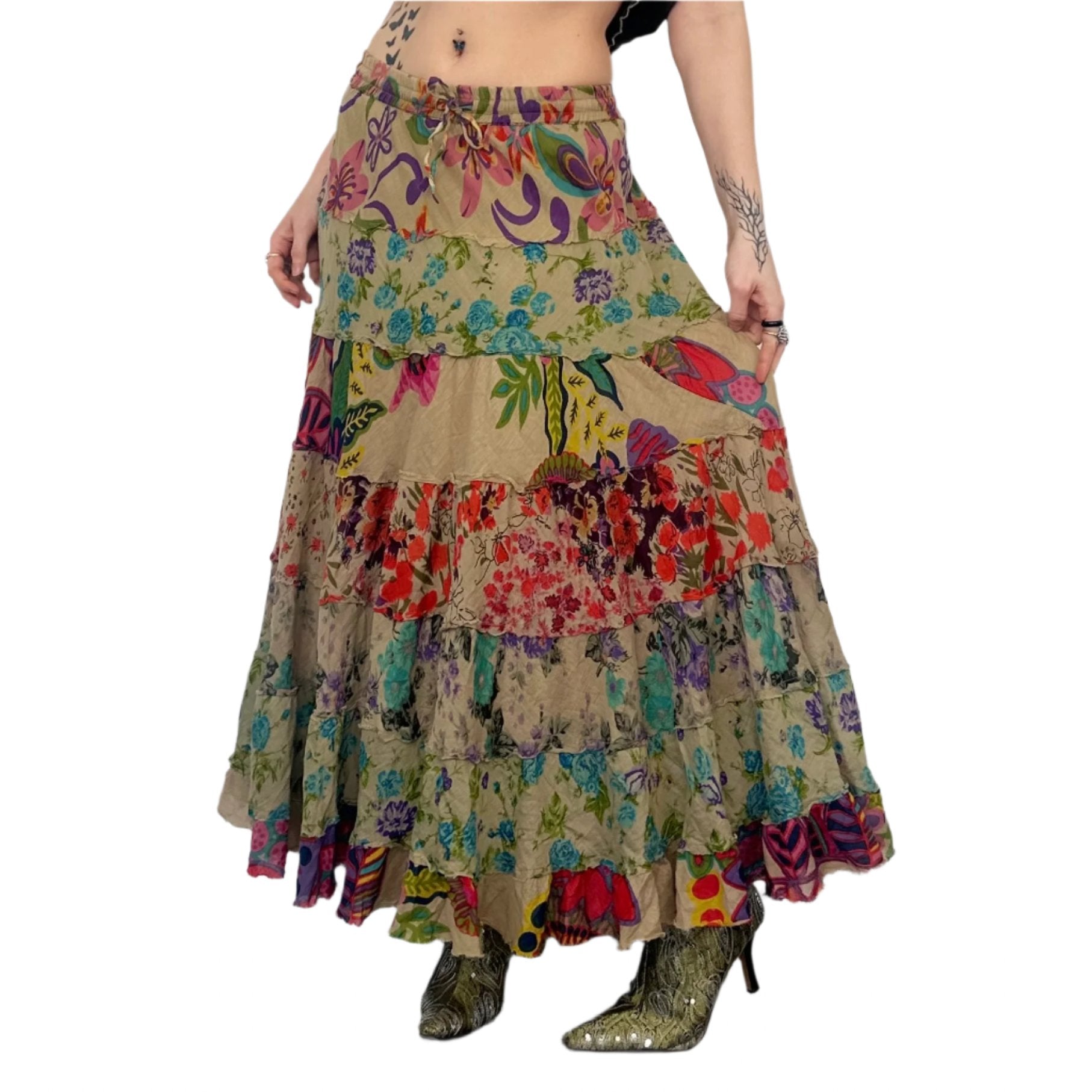 Floral Cotton Maxi Skirt (XS/S)