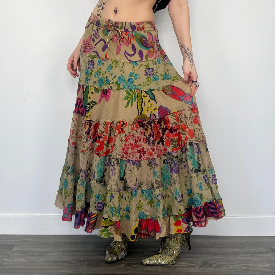 Floral Cotton Maxi Skirt (XS/S)