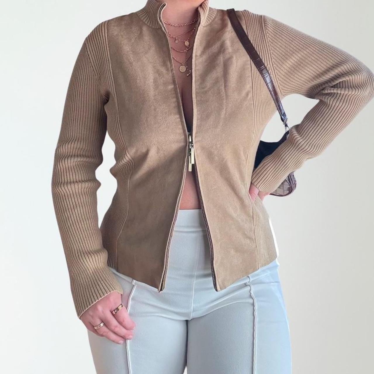 Vintage Double Zip-Up Camel Jacket (M)