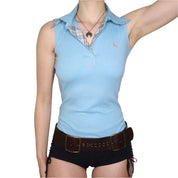Y2K BURBERRY Light Blue Tank Top (S/M)