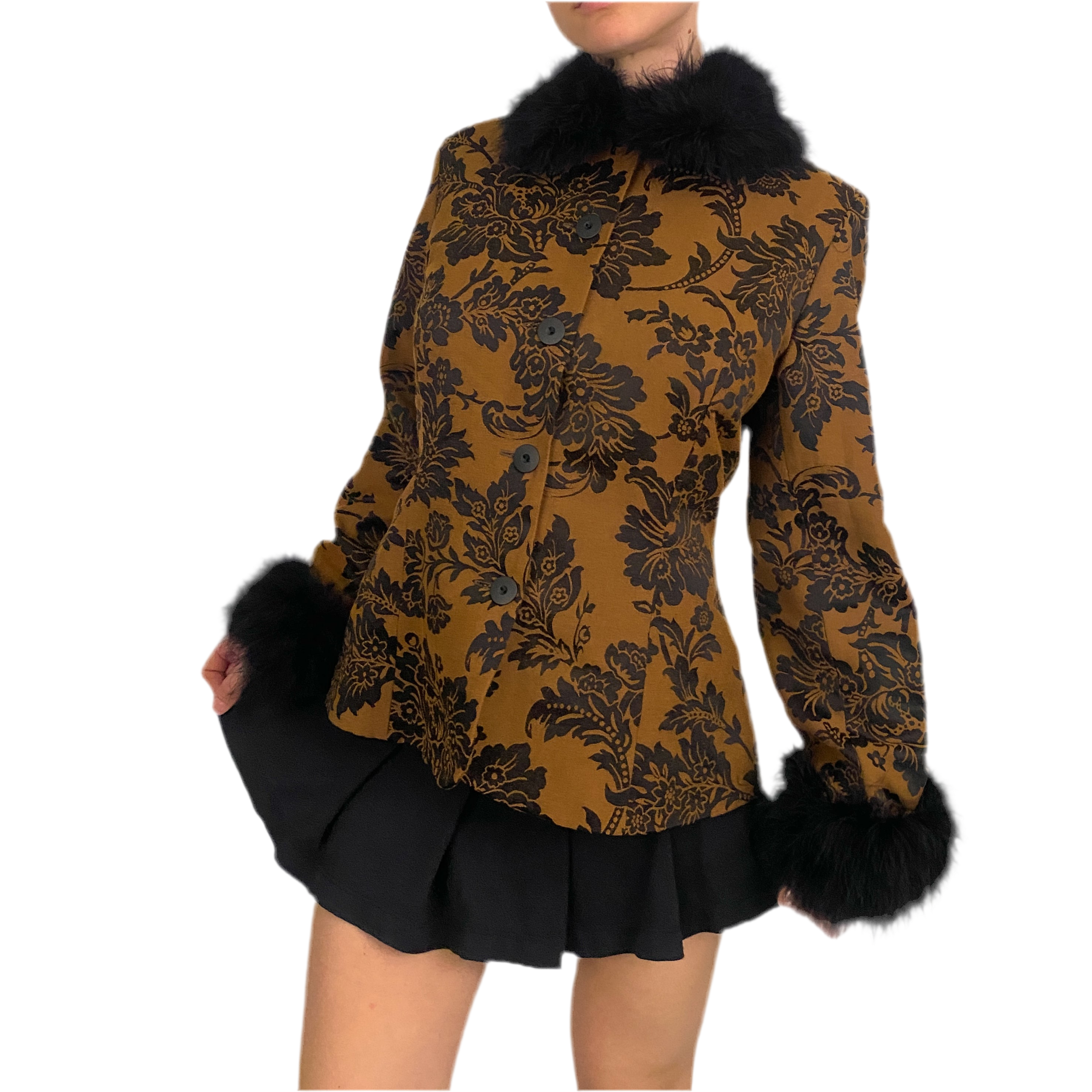 Damask Faux Fur Jacket (M)