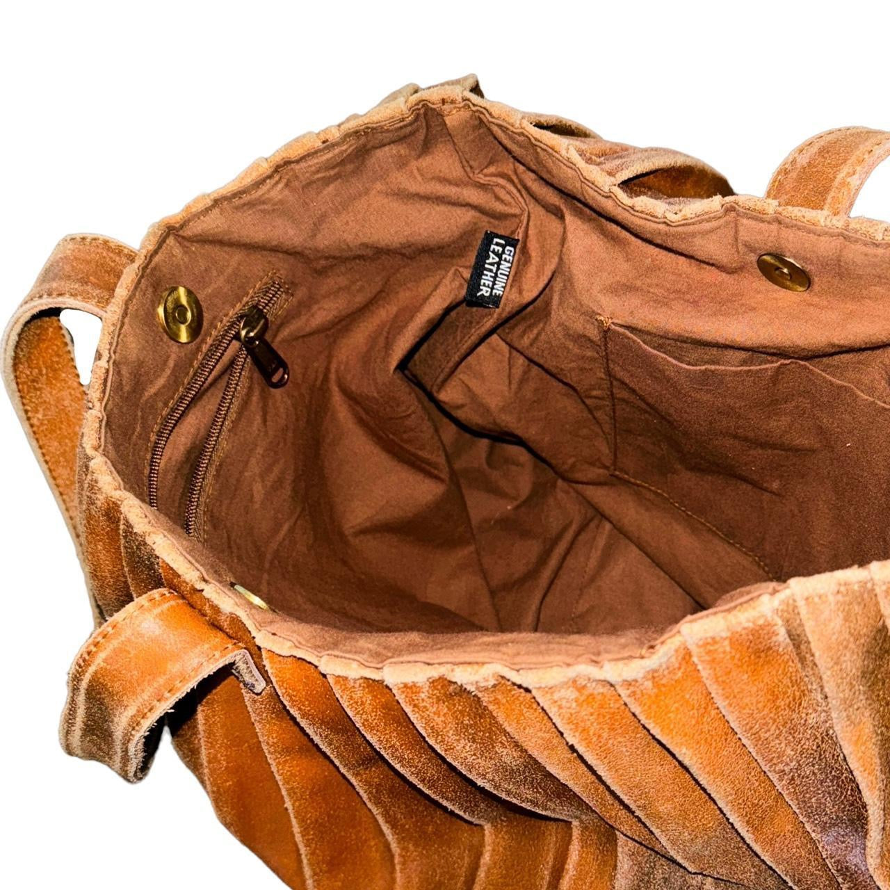 Vintage Pleated Leather Hobo Bag