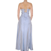 90s Ice Blue Corset Prom Dress (M)