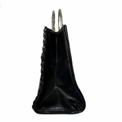Black Leather Purse With Silver Handle
