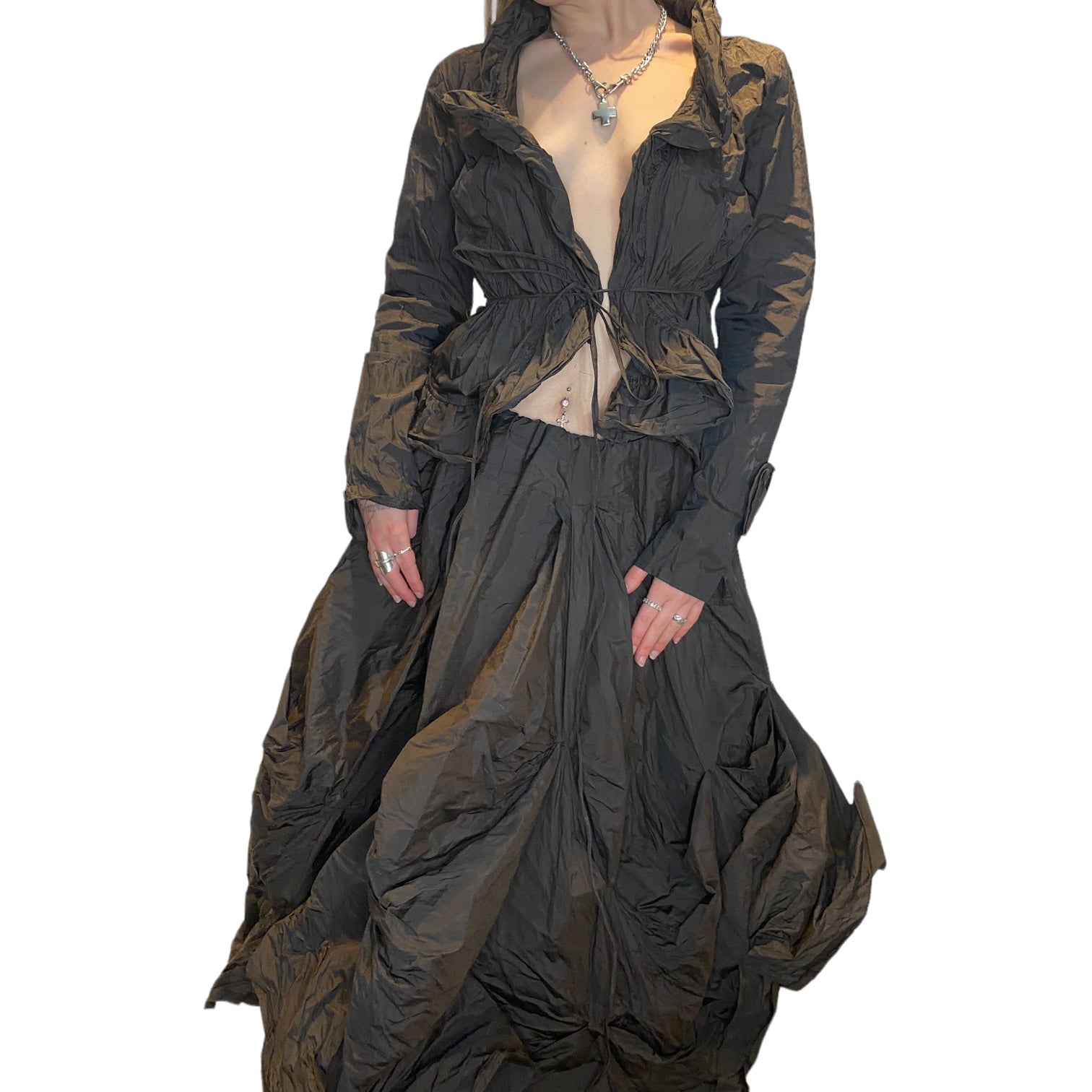 90s steampunk ethereal bolero cardigan and parachute skirt set (S/M)