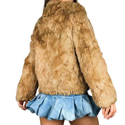 90s Reversible Rabbit Fur Bomber (M)