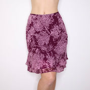 Y2K Pink Silk Printed Skirt (XS)