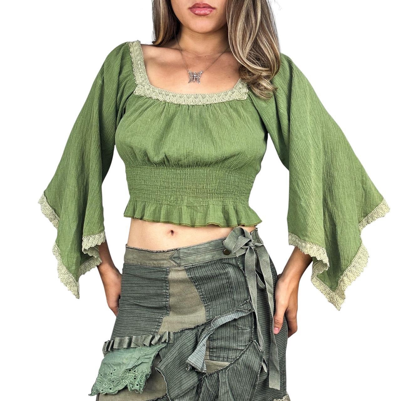 Early 2000s Bell Sleeve Crop Top (M/L)