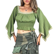 Early 2000s Bell Sleeve Crop Top (M/L)