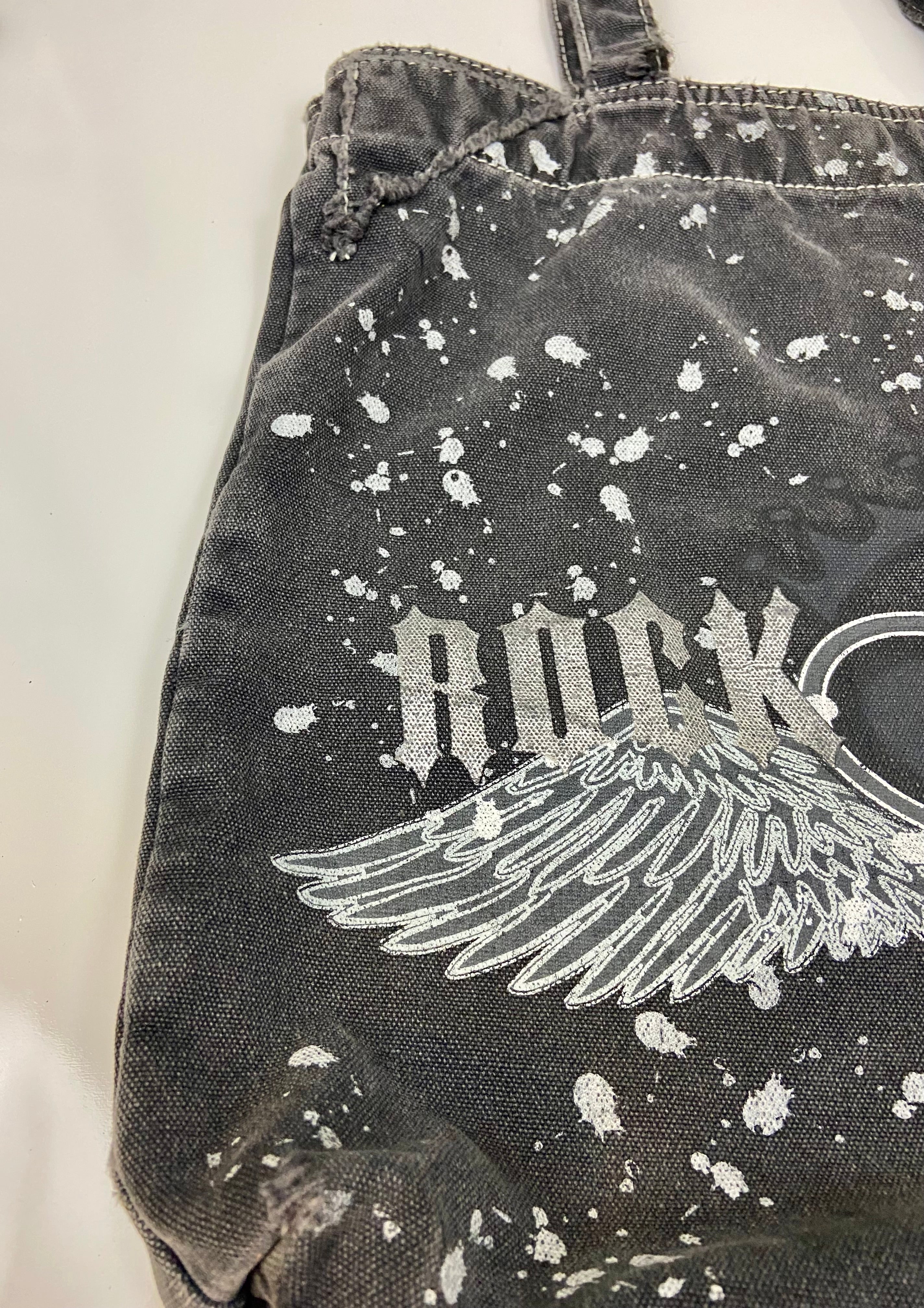 Y2K Rock N Roll Heart Angel Wing
Paint Splatter Tote Bag