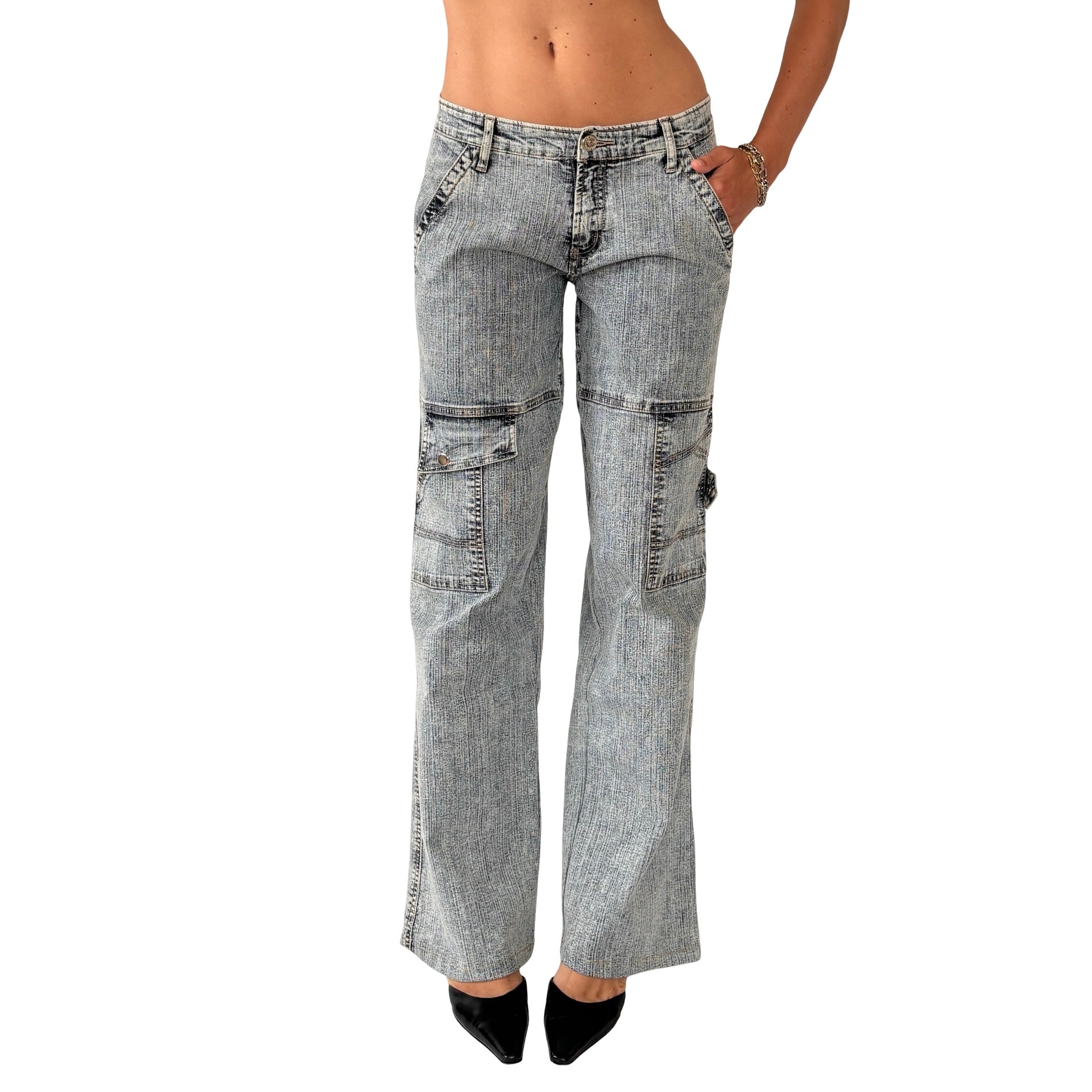 Y2K Acid Cargo Jeans (S)