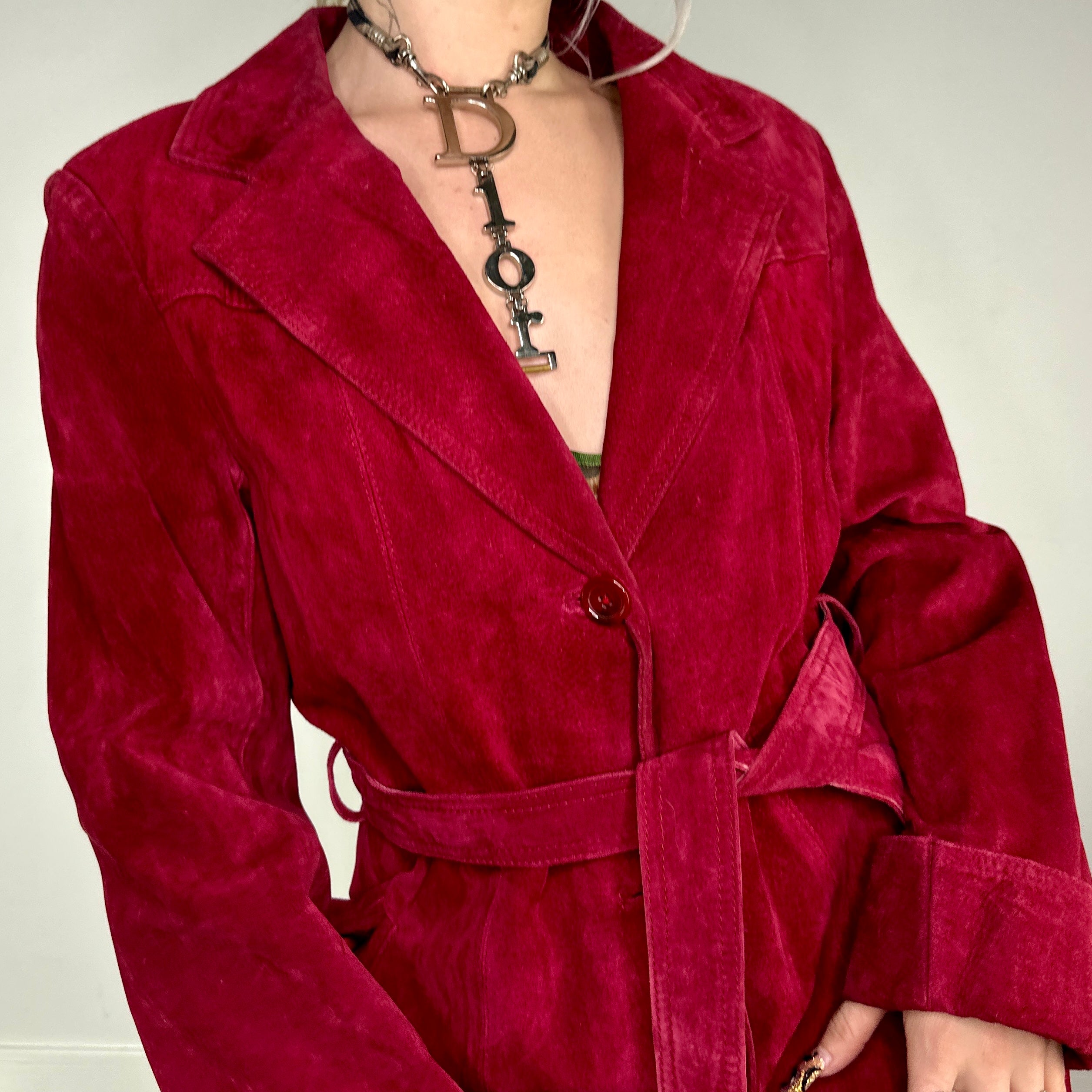 Vintage Maroon Suede Trench