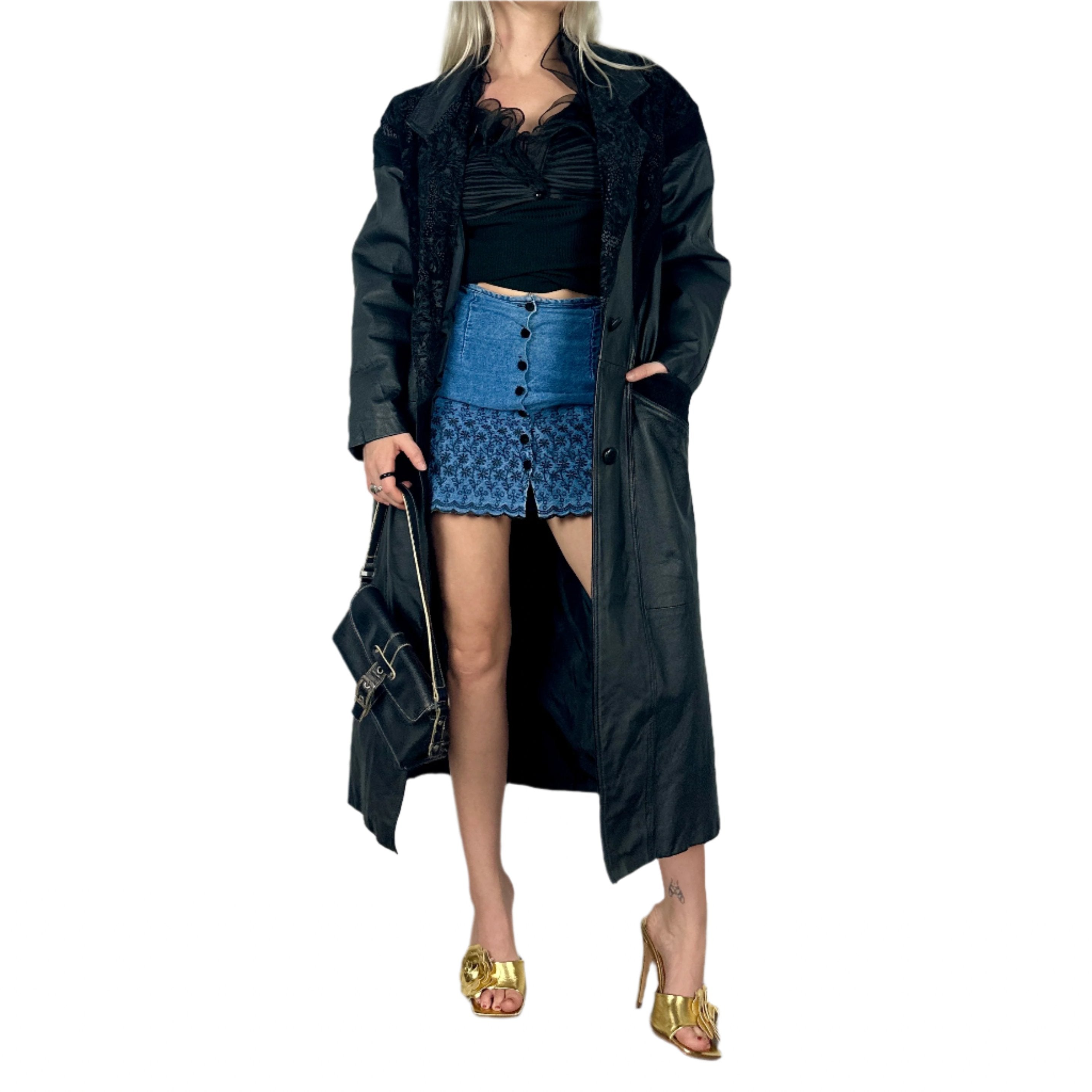 Vintage Leather + Suede Trench Coat (M)