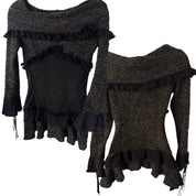 Dark fairy ruffle mini sweater dress (XS/S)