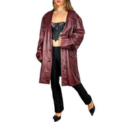 70s Burgundy Leather Trench Coat (XL)