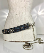 Metal leather mixed belt