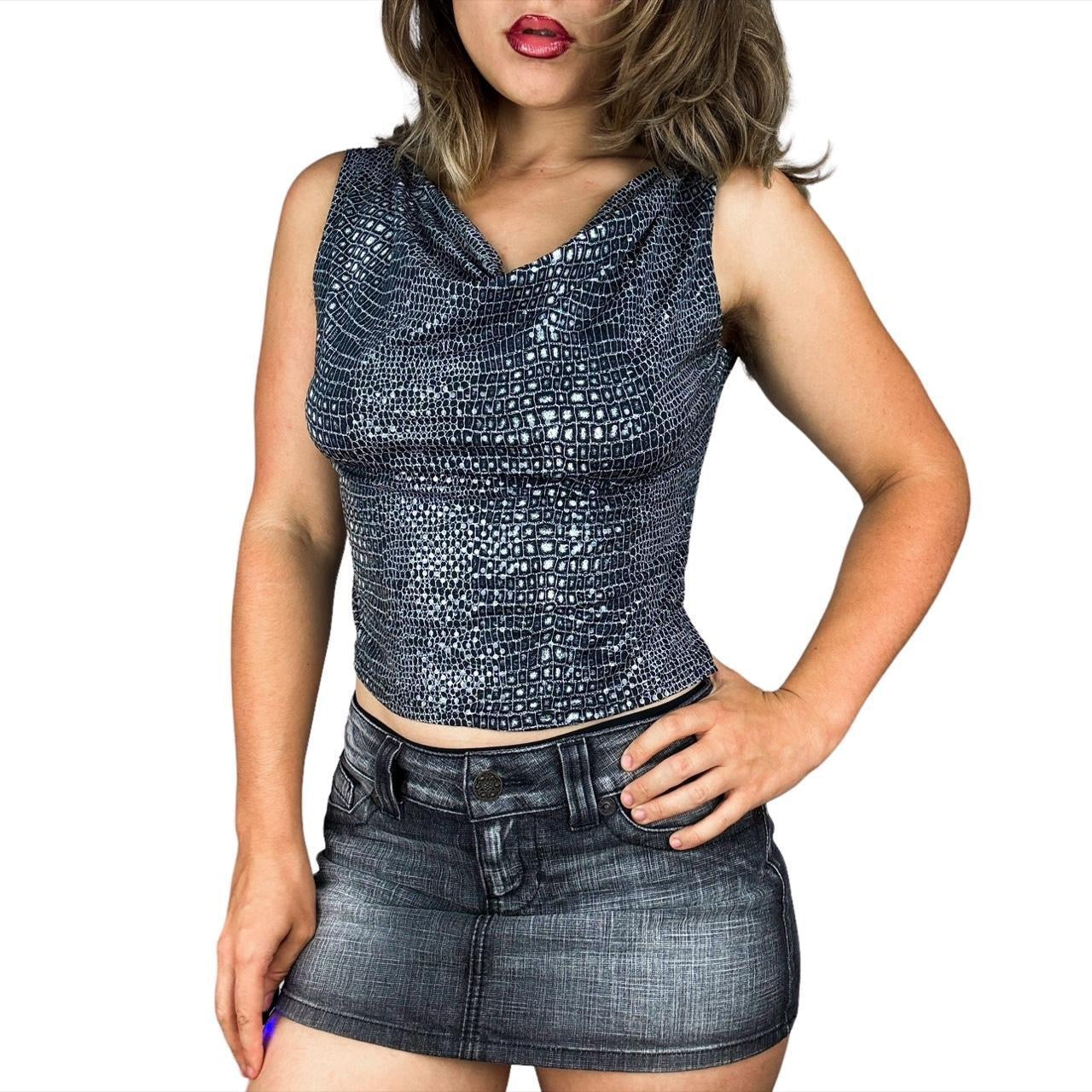 90s Snakeskin Cowl Neck Top (L)