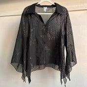 Y2K sheer glitter witchy button up - XL