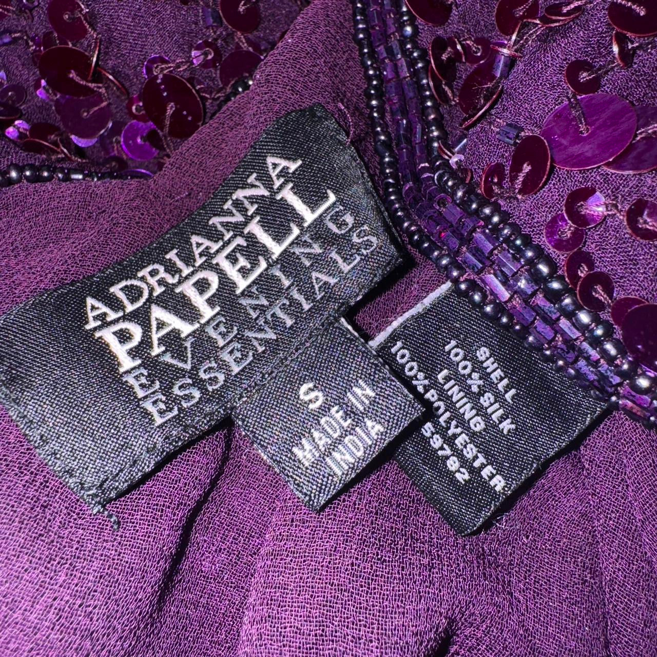 90s Eggplant Beaded Silk Blouse (S)
