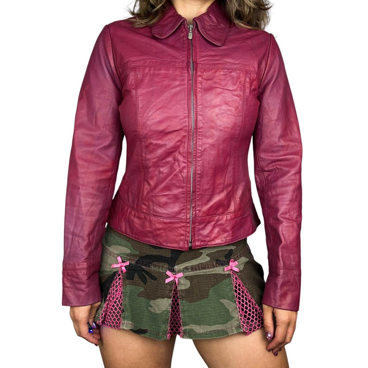 Vintage Burgundy Goat Leather Jacket (M)