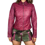 Vintage Burgundy Goat Leather Jacket (M)