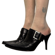 Vintage Italian Gothic Buckle Pointed Slip on Stiletto Heels (UK 5)